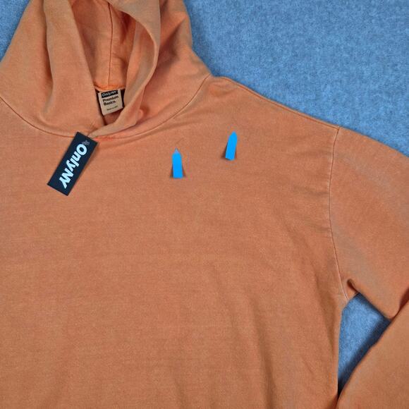 NWT Only NY Mens Large Orange Hoodie Sweatshirt FLAWED - Picture 6 of 15